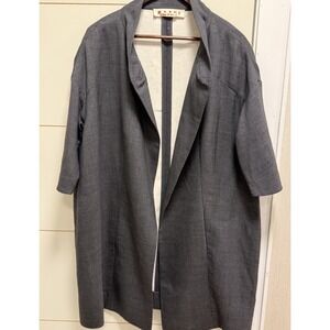 Marni Dark Gray Overcoat 3/4 Sleeve Linen Blend 42